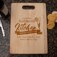 Load image into Gallery viewer, Designs by MyUtopia Shout Out:Grandma&#39;s Kitchen Personalized with Kids Names Engraved Maple Cutting Board
