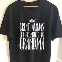 Load image into Gallery viewer, Designs by MyUtopia Shout Out:Great Moms Get Promoted To GrandMa Adult Unisex Cotton Short Sleeve T-Shirt,S / Black,Adult Unisex T-Shirt
