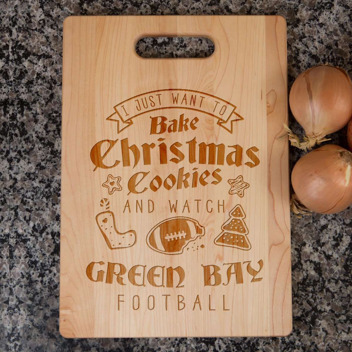 Designs by MyUtopia Shout Out:Green Bay Football Christmas Engraved Cutting Board,6″ X 9″ / Maple,Cutting Board