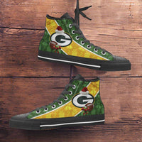 Load image into Gallery viewer, Designs by MyUtopia Shout Out:Green Bay Packers Christmas Football Pattern Canvas High Top Shoes - v2,Men&#39;s / Mens US 5 (EU38) / Green/Yellow,High Top Sneakers
