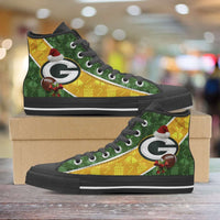 Load image into Gallery viewer, Designs by MyUtopia Shout Out:Green Bay Packers Christmas Football Pattern Canvas High Top Shoes - v2
