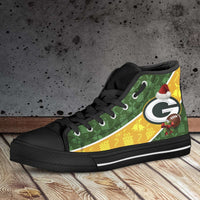 Load image into Gallery viewer, Designs by MyUtopia Shout Out:Green Bay Packers Christmas Football Pattern Canvas High Top Shoes - v2

