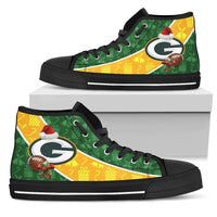 Load image into Gallery viewer, Designs by MyUtopia Shout Out:Green Bay Packers Christmas Football Pattern Canvas High Top Shoes - v2
