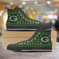 Load image into Gallery viewer, Designs by MyUtopia Shout Out:Green Bay Packers Ugly Christmas Style Canvas High Top Shoes
