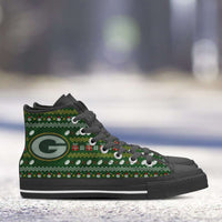 Load image into Gallery viewer, Designs by MyUtopia Shout Out:Green Bay Packers Ugly Christmas Style Canvas High Top Shoes
