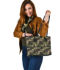 Load image into Gallery viewer, Designs by MyUtopia Shout Out:Green Camo Print pattern Faux Leather Tote bag purse
