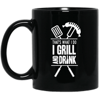 Load image into Gallery viewer, Designs by MyUtopia Shout Out:Grill and Drink Ceramic Coffee Mug - Black,11 oz / Black,Ceramic Coffee Mug
