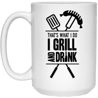 Load image into Gallery viewer, Designs by MyUtopia Shout Out:Grill and Drink Ceramic Coffee Mug - White,15 oz / White,Ceramic Coffee Mug
