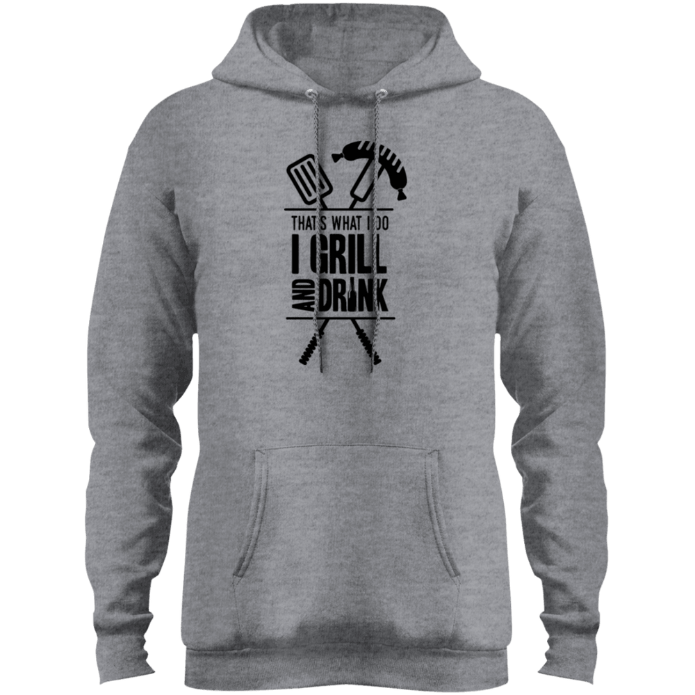 Designs by MyUtopia Shout Out:Grill and Drink Core Fleece Pullover Hoodie,Athletic Heather / S,Sweatshirts
