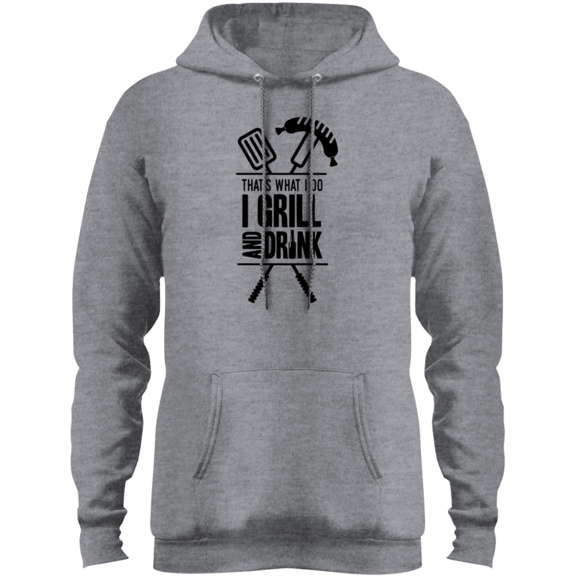 Designs by MyUtopia Shout Out:Grill and Drink Core Fleece Pullover Hoodie,Athletic Heather / S,Sweatshirts