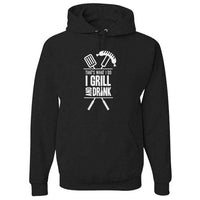 Load image into Gallery viewer, Designs by MyUtopia Shout Out:Grill and Drink Core Fleece Pullover Hoodie,Jet Black / S,Sweatshirts
