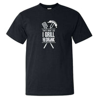 Load image into Gallery viewer, Designs by MyUtopia Shout Out:Grill and Drink Cotton T-Shirt,Black / S,Adult Unisex T-Shirt

