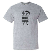Load image into Gallery viewer, Designs by MyUtopia Shout Out:Grill and Drink Cotton T-Shirt,Ash / S,Adult Unisex T-Shirt
