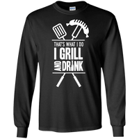 Load image into Gallery viewer, Designs by MyUtopia Shout Out:Grill and Drink Long Sleeve Ultra Cotton T-Shirt,Black / S,Long Sleeve T-Shirts

