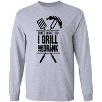 Load image into Gallery viewer, Designs by MyUtopia Shout Out:Grill and Drink Long Sleeve Ultra Cotton T-Shirt,Sport Grey / S,Long Sleeve T-Shirts
