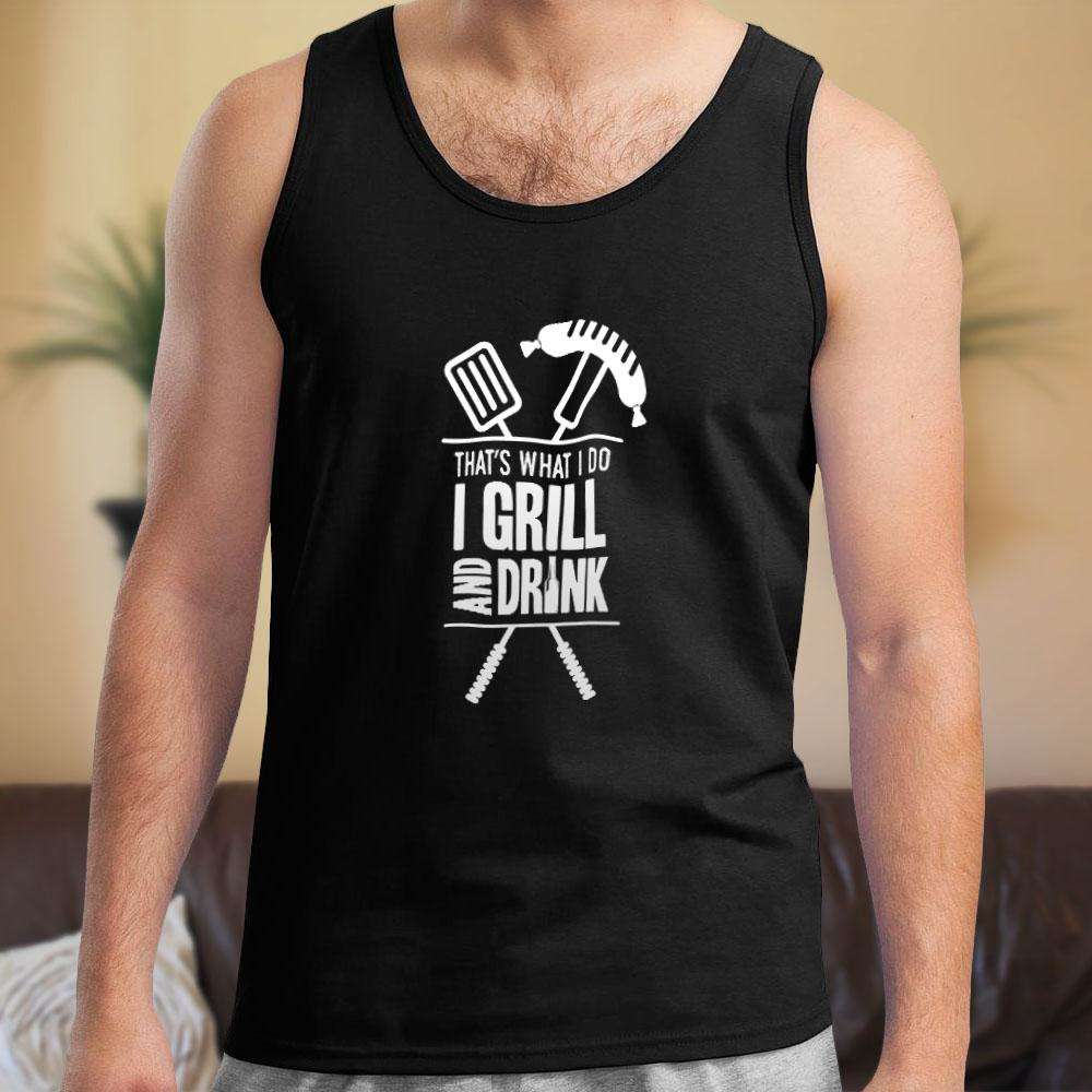 Designs by MyUtopia Shout Out:Grill and Drink Ultra Cotton Unisex Tank Top,Black / X-Small,Tank Tops