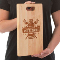 Load image into Gallery viewer, Designs by MyUtopia Shout Out:Grill Master Personalized Gift for BBQ Master - Engraved with Name and Year Maple Cutting Board
