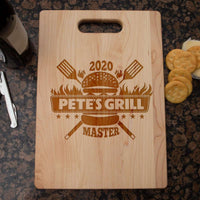 Load image into Gallery viewer, Designs by MyUtopia Shout Out:Grill Master Personalized Gift for BBQ Master - Engraved with Name and Year Maple Cutting Board
