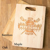 Load image into Gallery viewer, Designs by MyUtopia Shout Out:Grill Master Personalized Gift for BBQ Master - Engraved with Name and Year Maple Cutting Board
