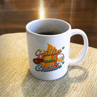 Load image into Gallery viewer, Designs by MyUtopia Shout Out:Grillin&#39; and Chillin&#39; Ceramic Coffee Mug - White
