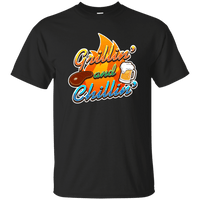 Load image into Gallery viewer, Designs by MyUtopia Shout Out:Grillin&#39; and Chillin&#39; Ultra Cotton T-Shirt,Black / S,Adult Unisex T-Shirt
