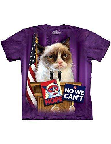 Designs by MyUtopia Shout Out:Grumpy Cat For President T-Shirt by The Mountain,Adult Small / Violet,Adult Unisex T-Shirt