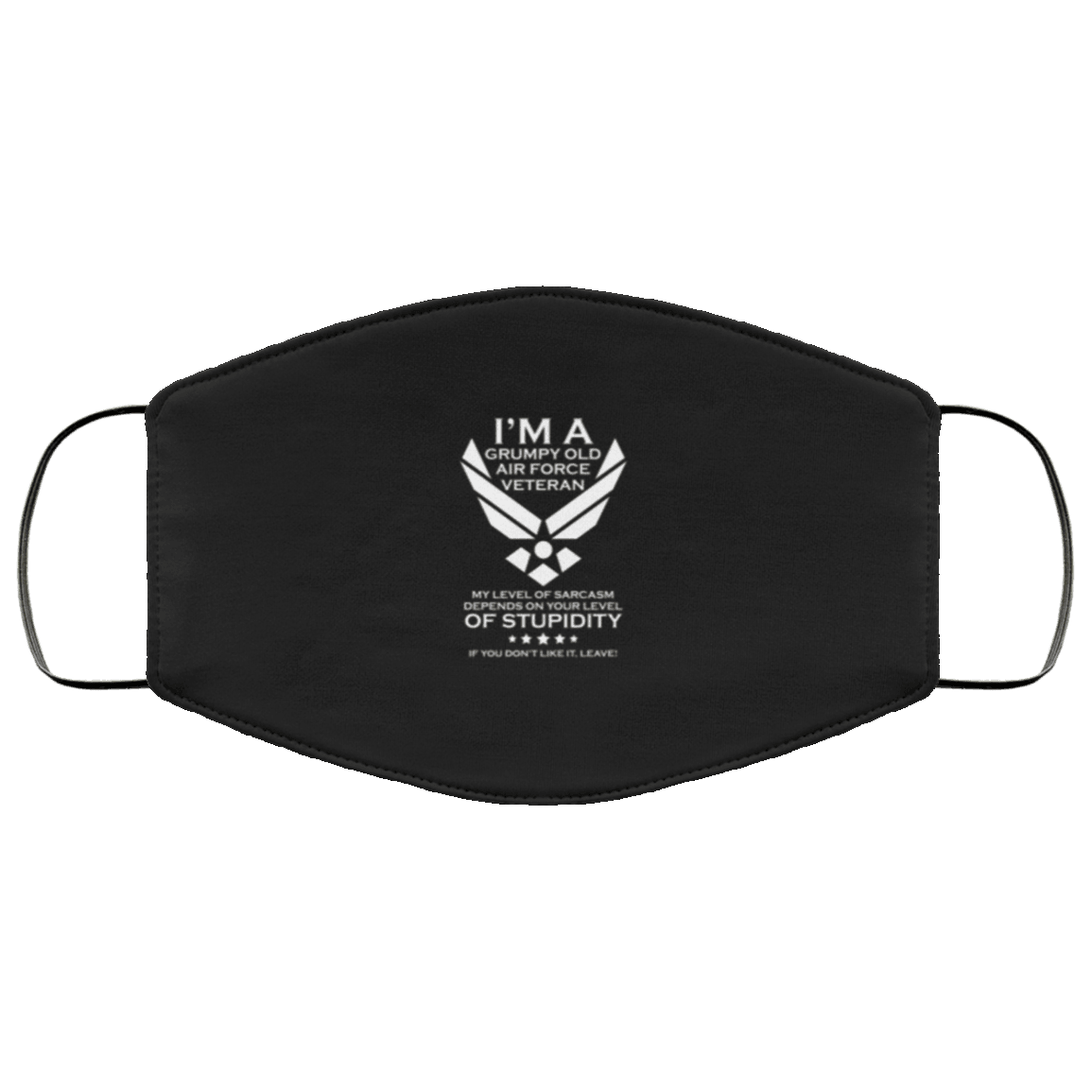 Designs by MyUtopia Shout Out:Grumpy Old Air Force Veteran Adult Fabric Face Mask with Elastic Ear Loops,3 Layer Fabric Face Mask / Black / Adult,Fabric Face Mask