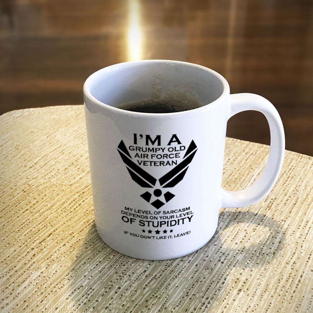 Designs by MyUtopia Shout Out:Grumpy Old Air Force Veteran Ceramic Coffee Mugs - White