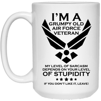 Load image into Gallery viewer, Designs by MyUtopia Shout Out:Grumpy Old Air Force Veteran Ceramic Coffee Mugs - White,15 oz / White,Ceramic Coffee Mug

