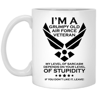 Load image into Gallery viewer, Designs by MyUtopia Shout Out:Grumpy Old Air Force Veteran Ceramic Coffee Mugs - White,11 oz / White,Ceramic Coffee Mug
