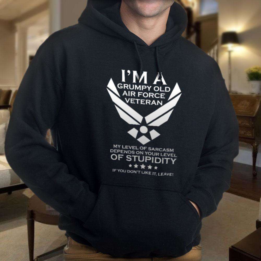Designs by MyUtopia Shout Out:Grumpy Old Air Force Veteran Core Fleece Pullover Hoodie