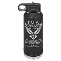 Load image into Gallery viewer, Designs by MyUtopia Shout Out:Grumpy Old Air Force Veteran Custom Engraved Personalized 32 oz Polar Camel Water Bottle - Stainless Steel,Black / 32oz,Polar Camel - 32oz Water Bottle
