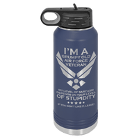 Load image into Gallery viewer, Designs by MyUtopia Shout Out:Grumpy Old Air Force Veteran Custom Engraved Personalized 32 oz Polar Camel Water Bottle - Stainless Steel,Navy / 32oz,Polar Camel - 32oz Water Bottle
