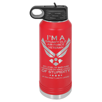 Load image into Gallery viewer, Designs by MyUtopia Shout Out:Grumpy Old Air Force Veteran Custom Engraved Personalized 32 oz Polar Camel Water Bottle - Stainless Steel,Red / 32oz,Polar Camel - 32oz Water Bottle
