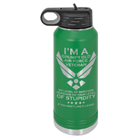 Load image into Gallery viewer, Designs by MyUtopia Shout Out:Grumpy Old Air Force Veteran Custom Engraved Personalized 32 oz Polar Camel Water Bottle - Stainless Steel,Green / 32oz,Polar Camel - 32oz Water Bottle
