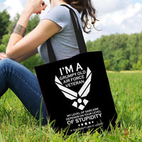 Load image into Gallery viewer, Designs by MyUtopia Shout Out:Grumpy Old Air Force Veteran Fabric Totebag Reusable Shopping Tote
