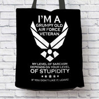 Load image into Gallery viewer, Designs by MyUtopia Shout Out:Grumpy Old Air Force Veteran Fabric Totebag Reusable Shopping Tote
