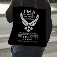 Load image into Gallery viewer, Designs by MyUtopia Shout Out:Grumpy Old Air Force Veteran Fabric Totebag Reusable Shopping Tote
