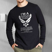 Load image into Gallery viewer, Designs by MyUtopia Shout Out:Grumpy Old Air Force Veteran Long Sleeve Ultra Cotton Unisex T-Shirt,Black / S,Long Sleeve T-Shirts

