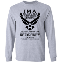 Load image into Gallery viewer, Designs by MyUtopia Shout Out:Grumpy Old Air Force Veteran Long Sleeve Ultra Cotton Unisex T-Shirt,Sport Grey / S,Long Sleeve T-Shirts
