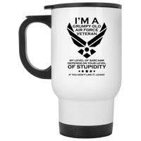 Load image into Gallery viewer, Designs by MyUtopia Shout Out:Grumpy Old Air Force Veteran Travel Mug,White / One Size,Travel Mug
