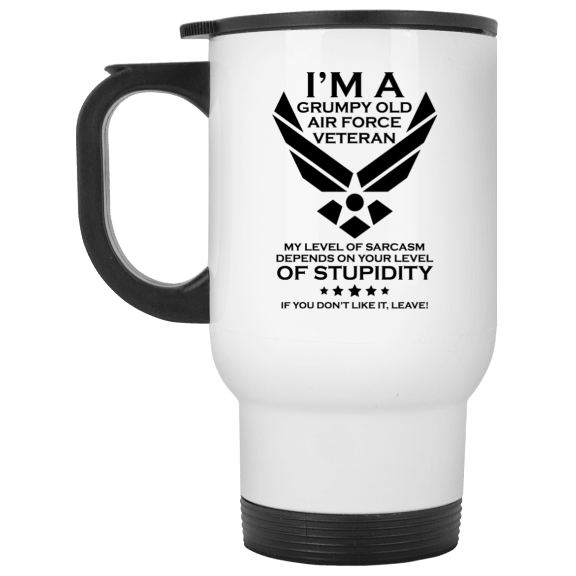 Designs by MyUtopia Shout Out:Grumpy Old Air Force Veteran Travel Mug,White / One Size,Travel Mug