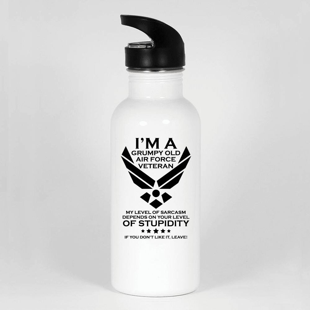 Designs by MyUtopia Shout Out:Grumpy Old Air Force Veteran Water Bottle,Default Title,Water Bottle