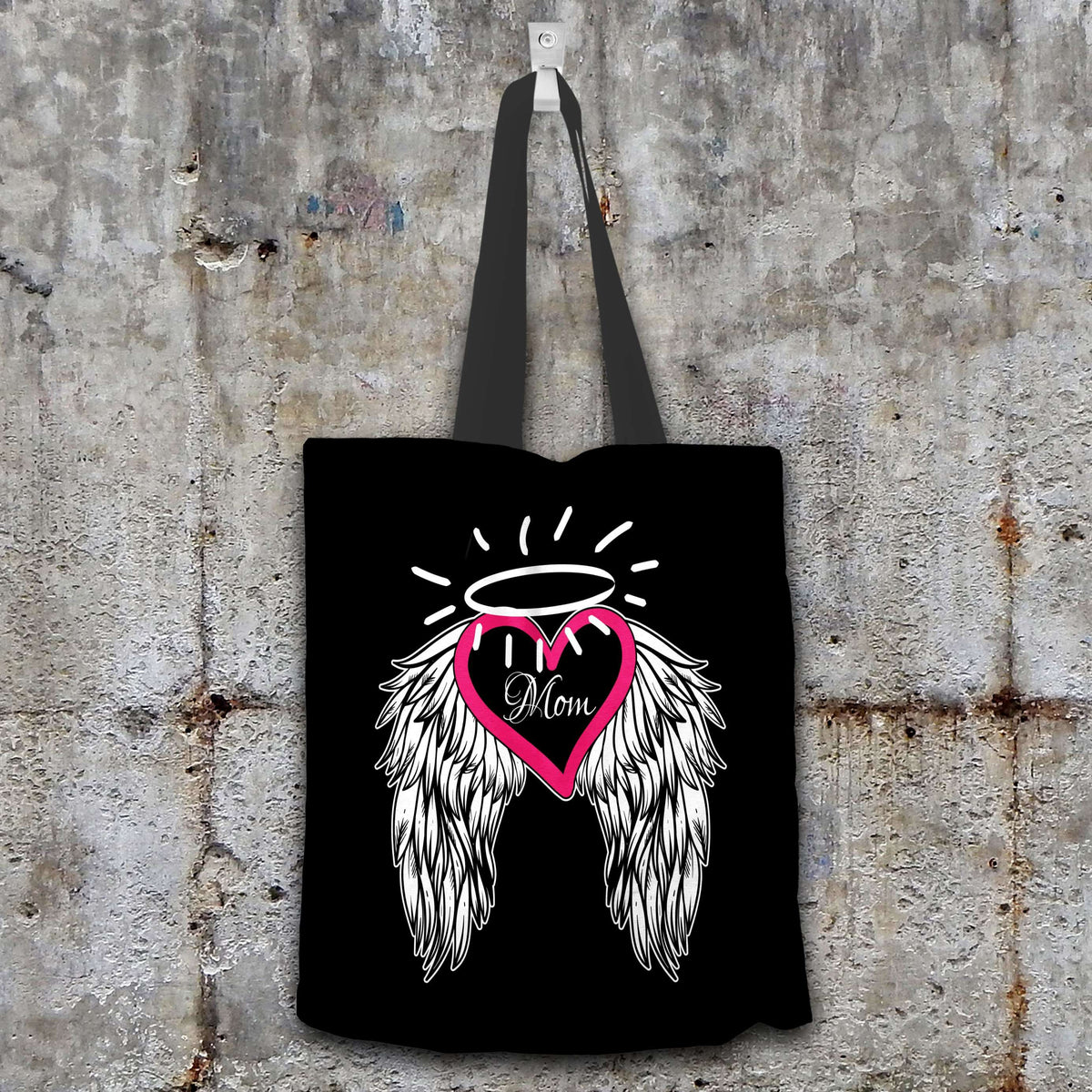 Designs by MyUtopia Shout Out:Guardian Angel Mom Fabric Totebag Reusable Shopping Tote