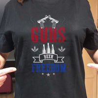 Load image into Gallery viewer, Designs by MyUtopia Shout Out:Guns Beer Freedom Adult Unisex T-Shirt
