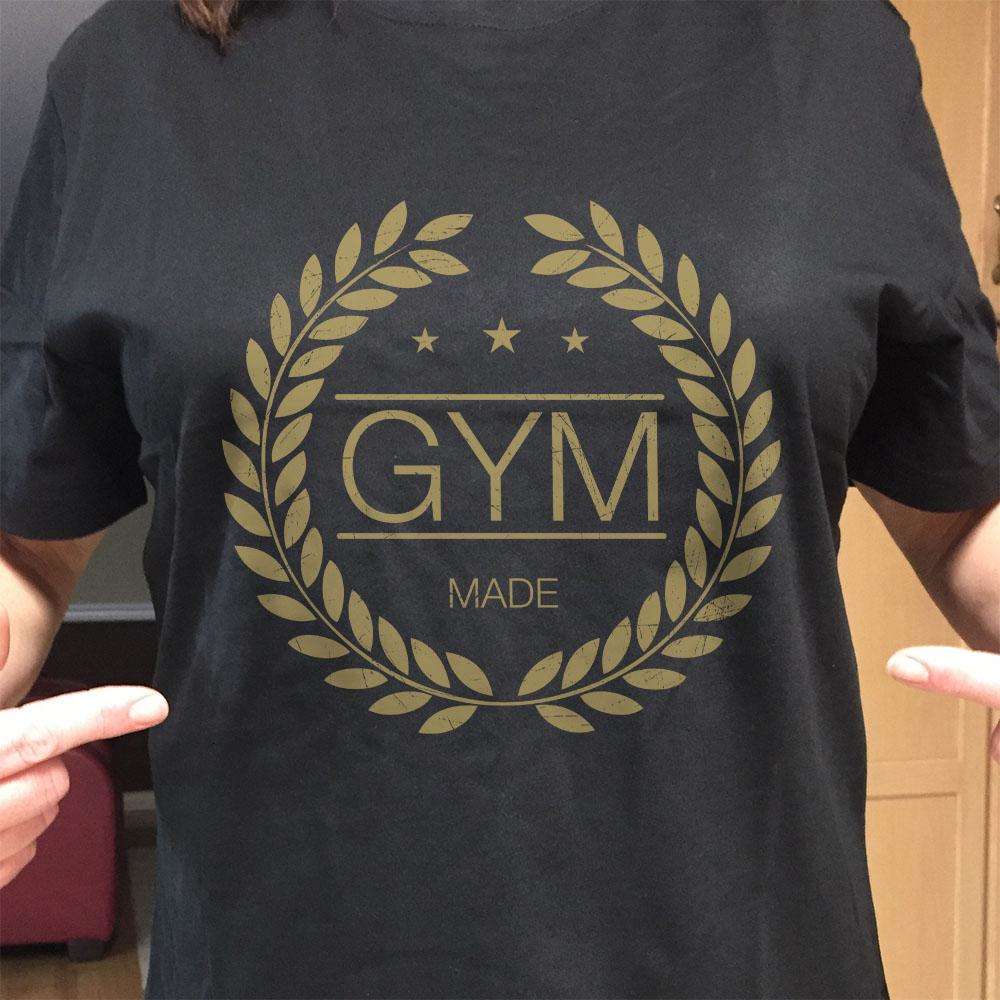 Designs by MyUtopia Shout Out:Gym Made Adult Unisex Black T-Shirt