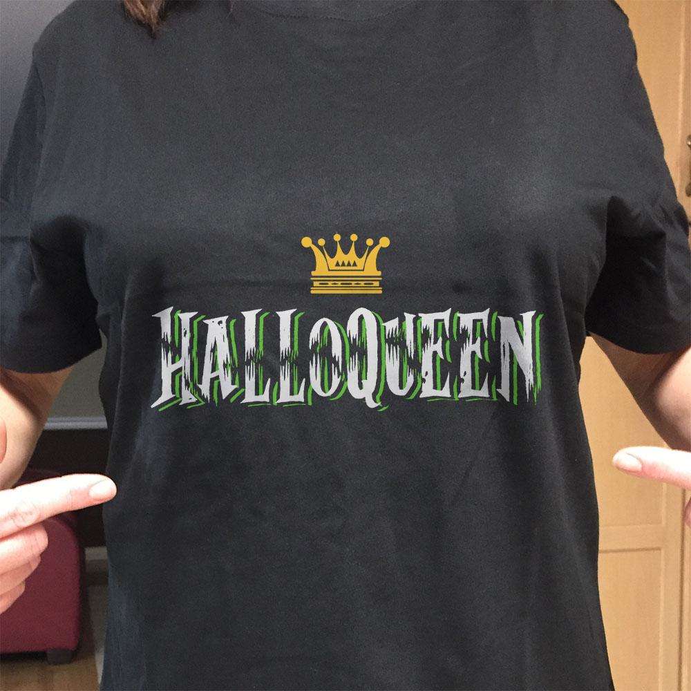 Designs by MyUtopia Shout Out:Halloqueen Adult Unisex Cotton Short Sleeve T-Shirt