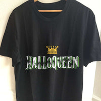 Load image into Gallery viewer, Designs by MyUtopia Shout Out:Halloqueen Adult Unisex Cotton Short Sleeve T-Shirt,S / Black,Adult Unisex T-Shirt

