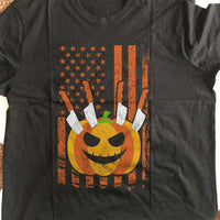 Load image into Gallery viewer, Designs by MyUtopia Shout Out:Halloween American Flag Adult Unisex Cotton Short Sleeve T-Shirt
