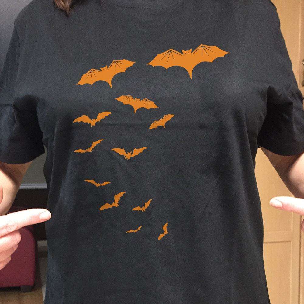 Designs by MyUtopia Shout Out:Halloween Bats Adult Unisex Cotton Short Sleeve T-Shirt